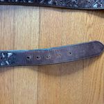 Shyanne  Brown Leather Embroidered Belt Rose Gold Details XL Etched Flower Photo 5