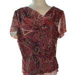 Enfocus Studio blouse drape front neckline shirt flutter sleeves size large Photo 0