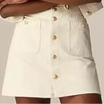 J.Crew  Textured Denim Patch Pockets‎ Gold Buttons Mini Skirt in Ecru Size 27 Photo 4