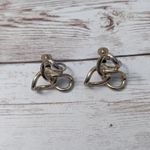 Vintage Screw On Earrings Interlocking Trio Gold Photo 3