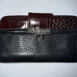Brighton VINTAGE  BI FOLD WALLET -‎ BLACK LEATHER/MOC BROWN CROC DETAILED Q Photo 0