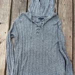 American Eagle  | size medium | gray hooded lace up sweater Photo 1