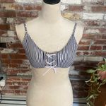 Xhilaration Juniors' Lace-up Front Bralette Bikini Top Blue Stripe Size L Photo 2