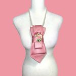 “Dainty Dapper” Elegant Pink Floral necktie Necklace Photo 2