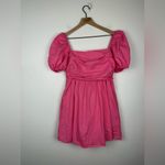 Caara Square Neck Short Puff Sleeve Barbie Pink Mini Dress Women’s Sz L Size L Photo 1