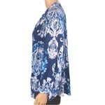 Haute Hippie shades of blue and white abstract Boho button down blouse Medium Photo 4