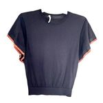 Dorothee Schumacher Black Contrast Flutter Short Sleeve Crewneck Sweater Size 1 Photo 0