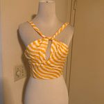 ZARA  Halter Neck Satin Effect Print Crop Top White Orange Size XS New With Tags Photo 10