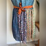 Boho Patchwork Silk Dress M/L Casual‎ Freedom Festival Mixed Print Blue Size M Photo 6