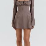House Of CB  Carlina Mocha Long Sleeve Mini Dress Size Large Photo 1