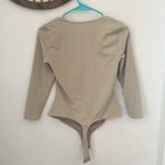 Free People  Intimately Truth Square Neck Bodysuit Long Sleeve Stone Gray Tan S Photo 6