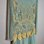 Vintage mint silk beaded long sleeve maxi dress Green Size 12 Photo 1