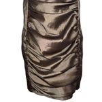 Cache Pewter Strapless Pleated Ruched Bodycon Cocktail Dress EUC Size 8 Photo 3