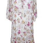 Indigo Rose White and Pink Floral Boho Midi Dress Size Large Wedding Guest Dress Photo 0