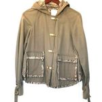 Rebecca Taylor hooded jacket military green womens size 8 brass clasp closures Photo 0