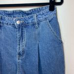 SheIn Wide Leg Pleated Jeans Medium Blue Wash Denim High Rise Pockets Women's  Size 30 Photo 4