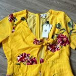 Socialite Yellow Floral Front Tie Romper with Pockets Size M NWT Photo 1