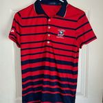 Red and Navy Striped Polo Shirt Size M Photo 0