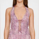 Nasty Gal Blush Sequin Lace-Up Halter Photo 1