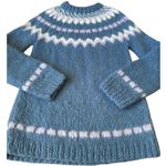 American Vintage Vintage Handknit Fair Isle Wool Sweater Blue Lavender Cream Nordic Yoke medium Photo 6