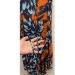 Maeve Sunset Hibiscus Flowy Orange Blue Floral Dress Photo 4