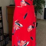 A New Day  Red Floral Print Wrap Surplice Maxi Dress Pockets Side Tie Summer Sz S Photo 0