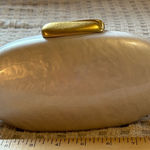 ZARA  Cream Clutch with Gold Accent Photo 0