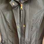 Betsey Johnson  Women's Size XS Black Hooded Long Rain Coat Jacket Gold Hardware Photo 4