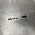Reformation  Jeans 1/2 Zip Sweatshirt Womens Medium White Blue Cotton Cropped Photo 2