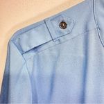 Calvin Klein Light Blue Shimmer Long Sleeve Button Front Blouse Size Medium Photo 8