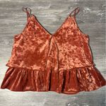 Aerie  Velvet Ruffle Layer V Neck Tank Top Red-Orange Rust Photo 5