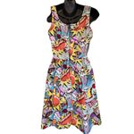 Fun Comic Book Pop Sleeveless Fit & Flare Retro Above Knee Dress Women’s S White Photo 6