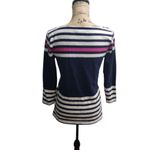 J.Crew  Striped Top‎ 3/4 Sleeve Boat Neck Pink Accent Casual Tee Shirt Medium Photo 1