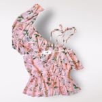 Endless Rose Coral Pink Ruffled One Shoulder Floral Top Size M Photo 3