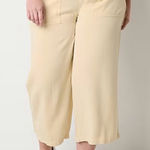 st. john's bay  Wide Leg Plus Wide Leg High Rise Capri Pant Birch Beige 2X NWT Photo 0
