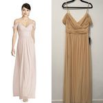 Alfred Sung  Chiffon Cold Shoulder Bridesmaid Dress D743 Golden Yellow 12 Photo 1