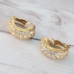 Swavorski Vintage Swarovski Clip On Earrings Statement Gold Tone & Clear Crystal Photo 4