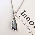 Silver 36" Long Faced Cristal Sweater
Necklace Black Photo 0