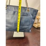 Michael Kors  Navy Leather Chain Shoulder Tote Bag Gold Hardware Classic Everyday Photo 15