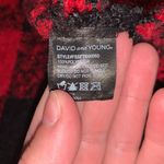 David & Young  red plaid large triangular fringe wrap scarf Photo 4