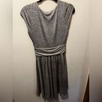 Maeve Anthropologie Tamera Silver Dress Wrap Jersey Ruched Womens small Photo 7