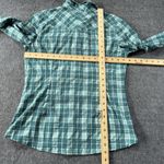 Rei Shirt Button Up Metal Snap Women Small Long Sleeve Roll Tap Nylon Fishing Green Photo 7