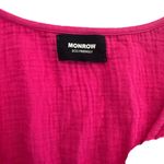 Monrow Romper Pink Soft Guazy Short Sleeves Sash Tie Organic Cotton Size Medium‎ Photo 3