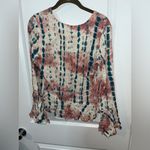 Given Kale Rustic Western Cowgirl Tie Front CropTop Plunging Neckline Peplum SzS Pink Photo 2