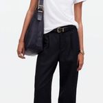 Madewell Women's Linen Blend Black Pleated Trouser Pant Slouchy Straight Size 2 Photo 0