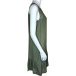 AGB Dress Womens Small Olive Green Shift Dress Lined Sleeveless Ruffle Necklace Photo 11