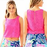 Lilly Pulitzer  Cindi Hot Pink Electric Lace Crop Top size XL Photo 1