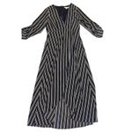 FAVLUX Navy Blue Striped Faux Wrap Maxi Dress Size Medium Photo 3