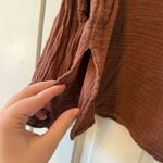 Raquel Allegra Military Utility Button Up Linen Gauze Shirt Size 1 or Small Brown Photo 8