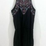 Xhilaration Black embroidered open back halter romper size medium Photo 2